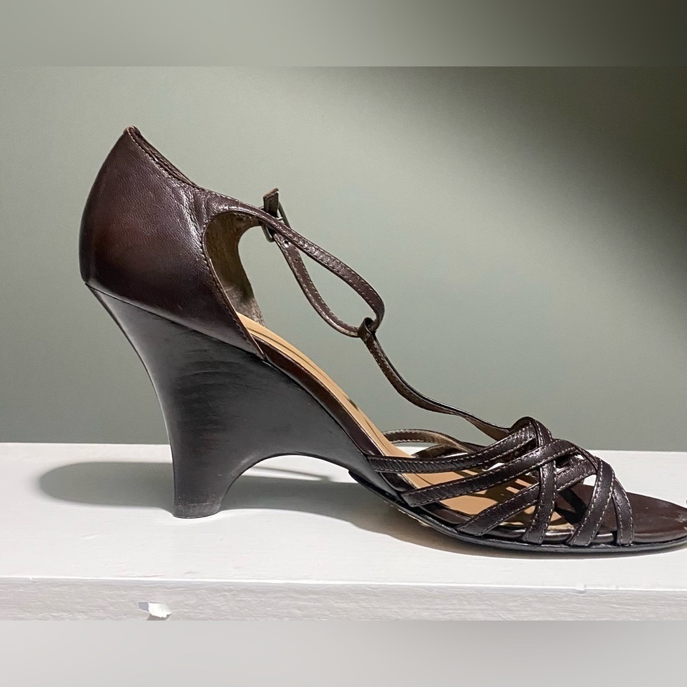 Joan and David Circa Brown Ankle Wedge Sandals size 10M